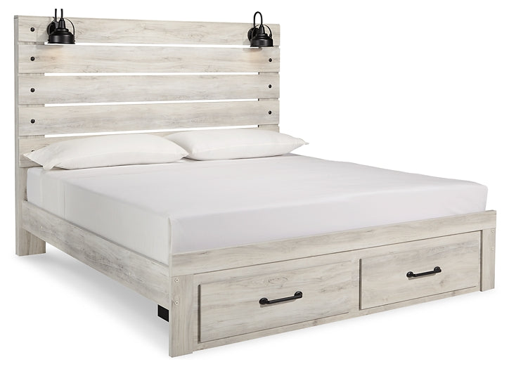 Cambeck  Panel Bed With 2 Storage Drawers With Mirrored Dresser, Chest And 2 Nightstands