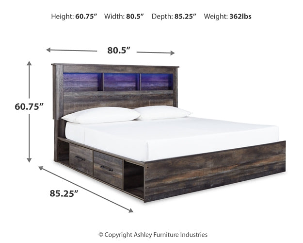 Drystan King Bookcase Bed with 4 Storage Drawers with Mirrored Dresser