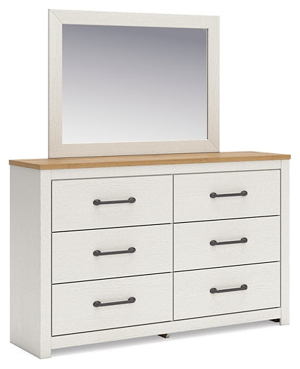 Linnocreek Twin Panel Headboard with Mirrored Dresser, Chest and 2 Nightstands