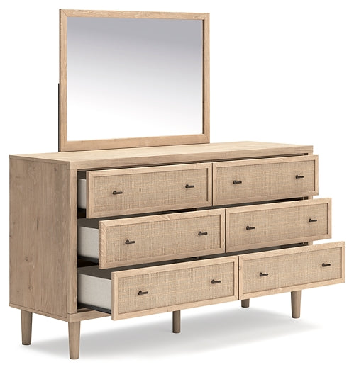 Cielden Queen Panel Headboard with Mirrored Dresser and Chest