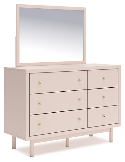 Wistenpine Twin Upholstered Panel Headboard with Mirrored Dresser, Chest and Nightstand