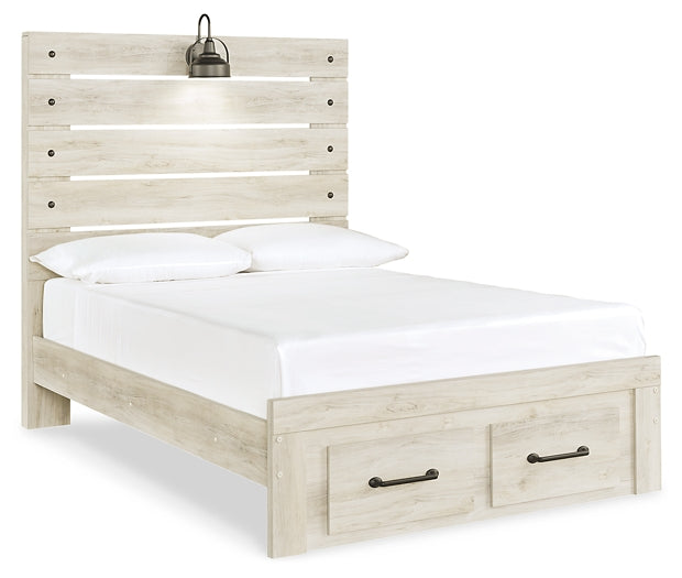 Cambeck Full Panel Bed with 2 Storage Drawers with Mirrored Dresser