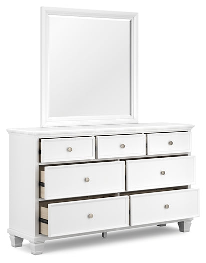 Fortman Full Panel Bed with Mirrored Dresser, Chest and Nightstand