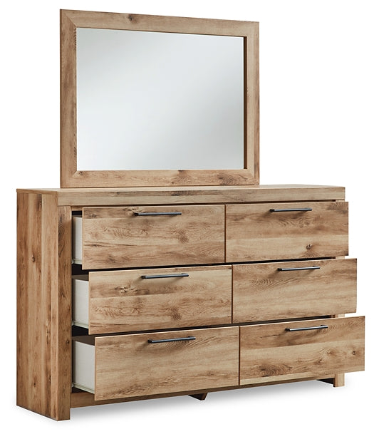 Hyanna King Panel Storage Bed with Mirrored Dresser and 2 Nightstands