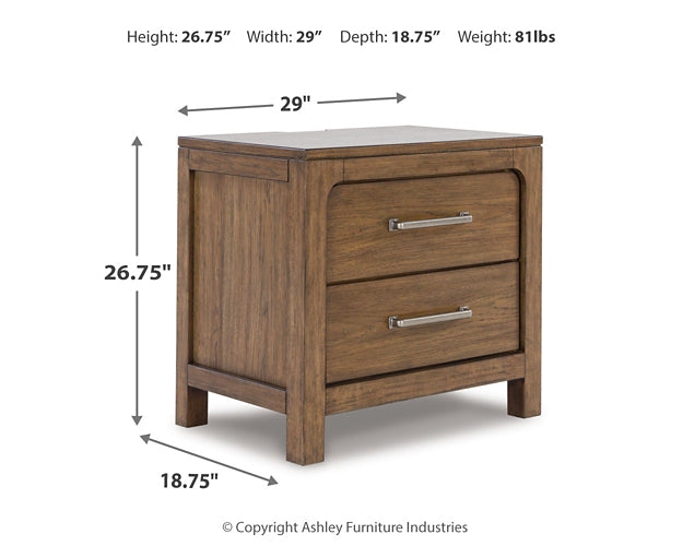 Cabalynn California King Panel Bed with Storage with Mirrored Dresser and Nightstand